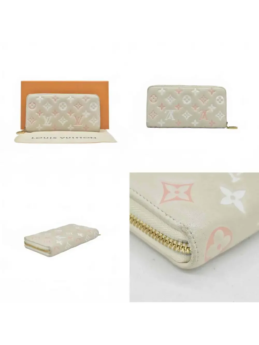 $1490 Louis Vuitton Tricolor Monogram Embossed LambskinZippy